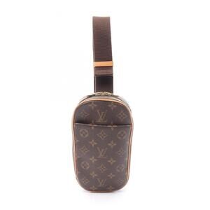 LOUIS VUITTON Authentic Brown Monogram Leather Pochette Fanny Pack